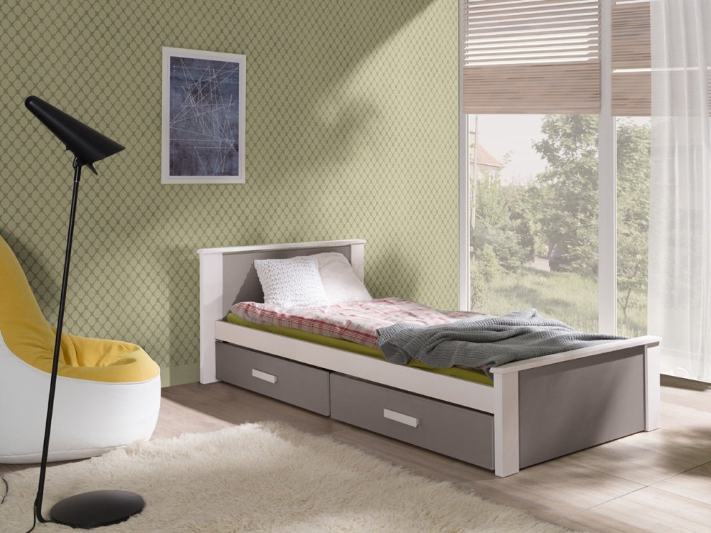 Veneti Detská posteľ s úložným priestorom 90x200 POLCH - biela / dub hľuzovka